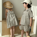 【BS240】日系直條紋兄妹短袖洋裝套裝(1色)_3 【BS240】日系直條紋兄妹短袖洋裝套裝(1色)_3