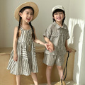 【BS240】日系直條紋兄妹短袖洋裝套裝(1色)_4 【BS240】日系直條紋兄妹短袖洋裝套裝(1色)_4