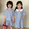 【BS243】日系細條紋兄妹短袖洋裝套裝(1色)_2 【BS243】日系細條紋兄妹短袖洋裝套裝(1色)_2