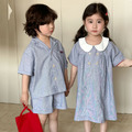 【BS243】日系細條紋兄妹短袖洋裝套裝(1色)_1 【BS243】日系細條紋兄妹短袖洋裝套裝(1色)_1