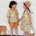 【BS244】日系水彩水果兄妹短袖洋裝套裝(1色)_1 【BS244】日系水彩水果兄妹短袖洋裝套裝(1色)_1