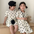 【BS250】日系黑白點點兄妹短袖洋裝套裝(1色)_4 【BS250】日系黑白點點兄妹短袖洋裝套裝(1色)_4
