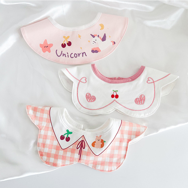 【BW161】韓版刺繡小清新口水巾圍兜3條裝(獨角獸愛心) 【BW161】韓版刺繡小清新口水巾圍兜3條裝(獨角獸愛心)