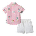 【BB368】韓版小領結貓狗襯衫兩件式短袖短褲套裝(粉色)_1 【BB368】韓版小領結貓狗襯衫兩件式短袖短褲套裝(粉色)_1
