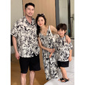 【F188】日系渡假黑白花全家福親子短袖襯衫洋裝(1色) 【F188】日系渡假黑白花全家福親子短袖襯衫洋裝(1色)
