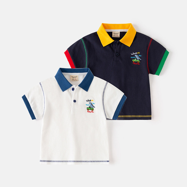【BU192】韓版刺繡恐龍車POLO短袖上衣(2色) 【BU192】韓版刺繡恐龍車POLO短袖上衣(2色)