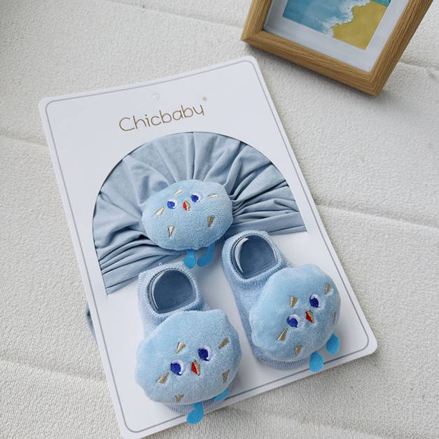 【BP059】歐美風立體造型寶寶帽子襪子套組(立體藍餅乾) 【BP059】歐美風立體造型寶寶帽子襪子套組(立體藍餅乾)