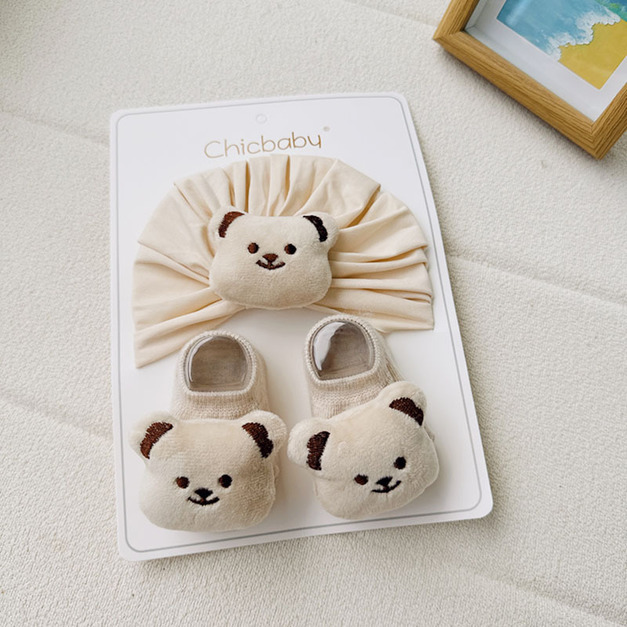 【BP055】歐美風立體造型寶寶帽子襪子套組(立體熊) 【BP055】歐美風立體造型寶寶帽子襪子套組(立體熊)