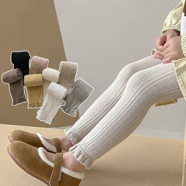 【SB090】童襪|韓版純色麥穗紋花邊九分褲(8色) 【SB090】童襪|韓版純色麥穗紋花邊九分褲(8色)