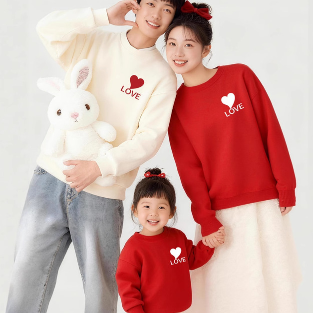 【F196】日系字母愛心全家福親子長袖上衣(2色) 【F196】日系字母愛心全家福親子長袖上衣(2色)