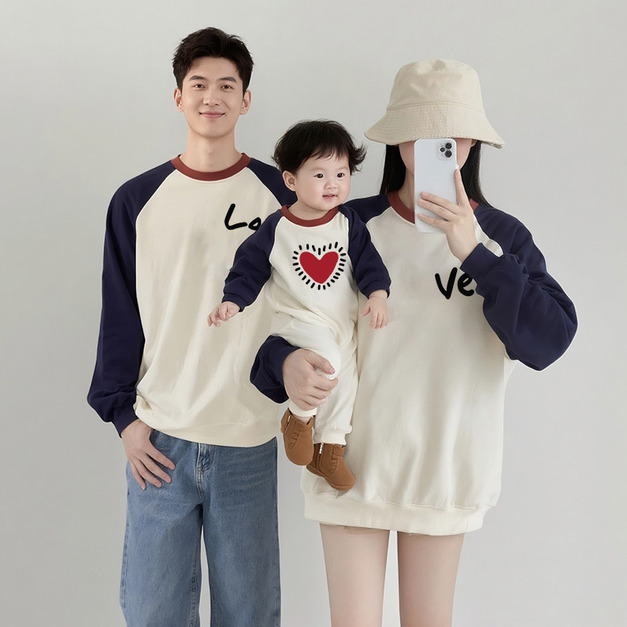 【F199】日系撞色LOVE愛心全家福親子長袖上衣(1色) 【F199】日系撞色LOVE愛心全家福親子長袖上衣(1色)