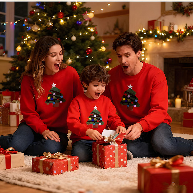 【F098】歐美毛絨聖誕樹全家福親子長袖上衣(1色) 【F098】歐美毛絨聖誕樹全家福親子長袖上衣(1色)