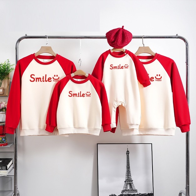【F115】日系字母笑臉全家福親子長袖上衣(1色) 【F115】日系字母笑臉全家福親子長袖上衣(1色)