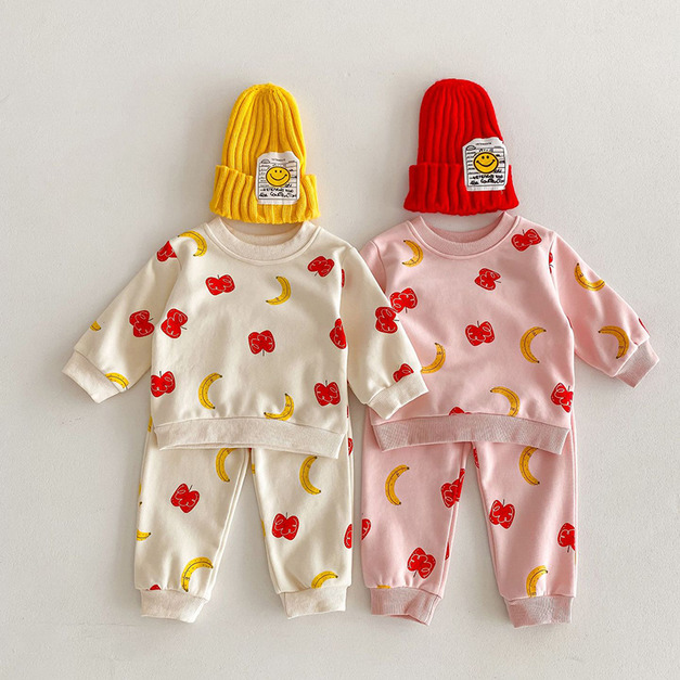 【BE175】日系蘋果香蕉長袖長褲套裝(2色) 【BE175】日系蘋果香蕉長袖長褲套裝(2色)