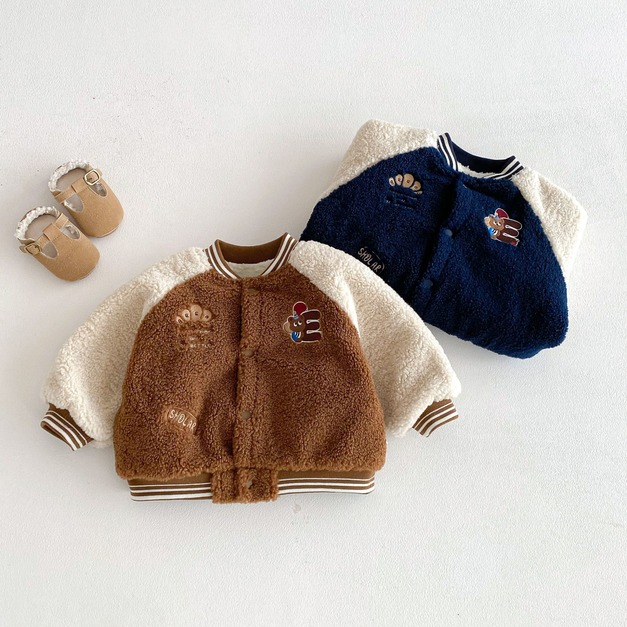 【BO074】韓風拼色羊羔毛絨棒球外套(2色) 【BO074】韓風拼色羊羔毛絨棒球外套(2色)