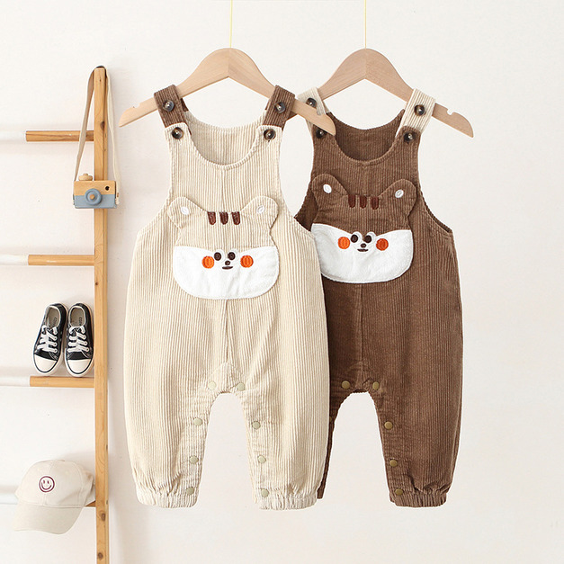 【BR017】日系松鼠撞色燈芯絨吊帶褲(2色) 【BR017】日系松鼠撞色燈芯絨吊帶褲(2色)