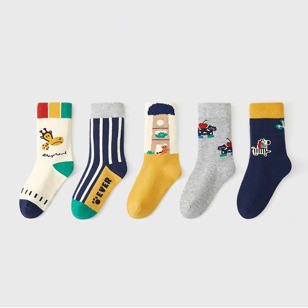 【SB122】童襪|日系藍色精靈加厚中筒襪(5雙1組) 【SB122】童襪|日系藍色精靈加厚中筒襪(5雙1組)