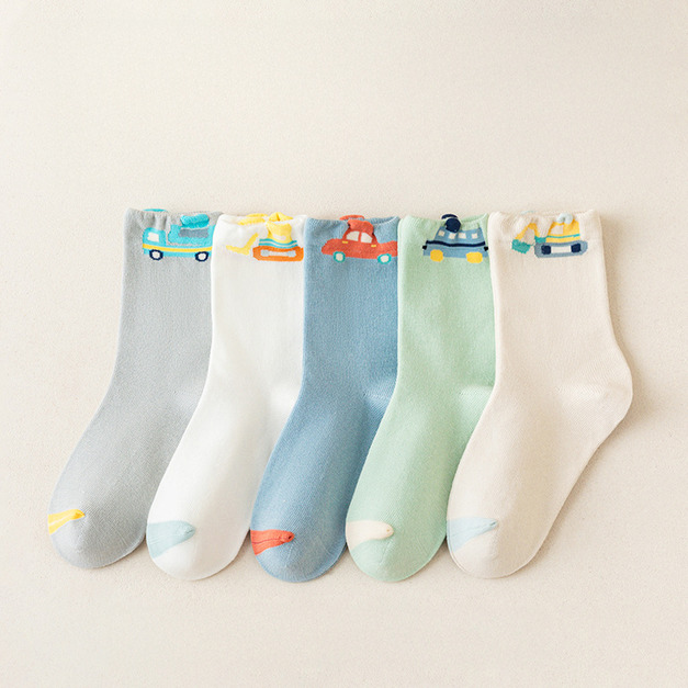 【SB157】童襪|日系小車隊中筒襪(5雙1組) 【SB157】童襪|日系小車隊中筒襪(5雙1組)