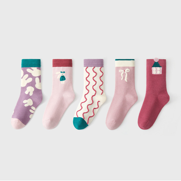 【SB118】童襪|日系小兔奶糖加厚中筒襪(5雙1組) 【SB118】童襪|日系小兔奶糖加厚中筒襪(5雙1組)