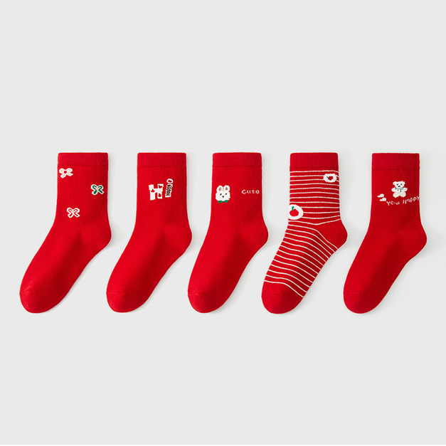 【SB136】童襪|平安喜樂加厚中筒襪(5雙1組) 【SB136】童襪|平安喜樂加厚中筒襪(5雙1組)