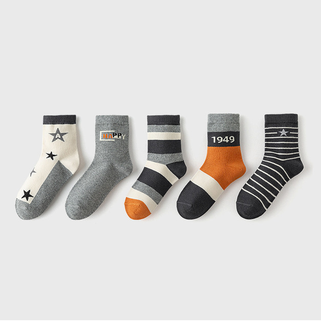 【SB126】童襪|日系星際少年加厚中筒襪(5雙1組) 【SB126】童襪|日系星際少年加厚中筒襪(5雙1組)