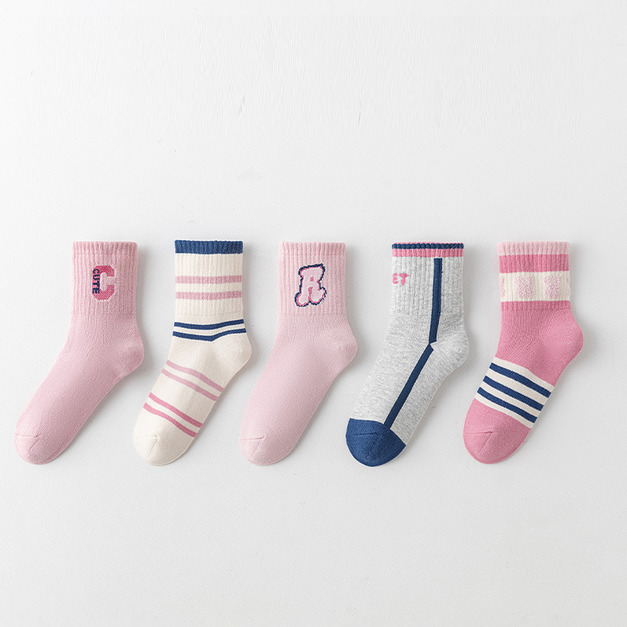 【SB130】童襪|美式字母甜心加厚中筒襪(5雙1組) 【SB130】童襪|美式字母甜心加厚中筒襪(5雙1組)
