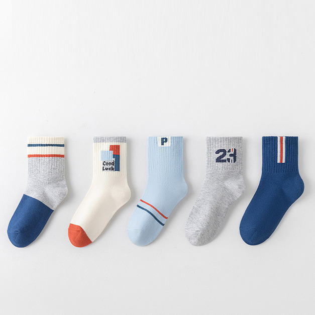 【SB129】童襪|美式潮酷加厚中筒襪(5雙1組) 【SB129】童襪|美式潮酷加厚中筒襪(5雙1組)