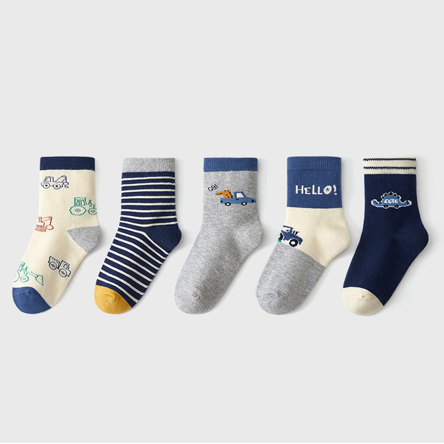 【SB127】童襪|日系恐龍特工加厚中筒襪(5雙1組) 【SB127】童襪|日系恐龍特工加厚中筒襪(5雙1組)