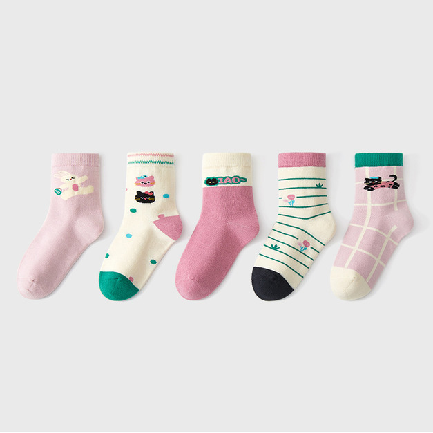 【SB148】童襪|美式小貓日記加厚中筒襪(5雙1組) 【SB148】童襪|美式小貓日記加厚中筒襪(5雙1組)