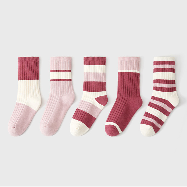 【SB140】童襪|美式朱櫻紫加厚中筒襪(5雙1組) 【SB140】童襪|美式朱櫻紫加厚中筒襪(5雙1組)