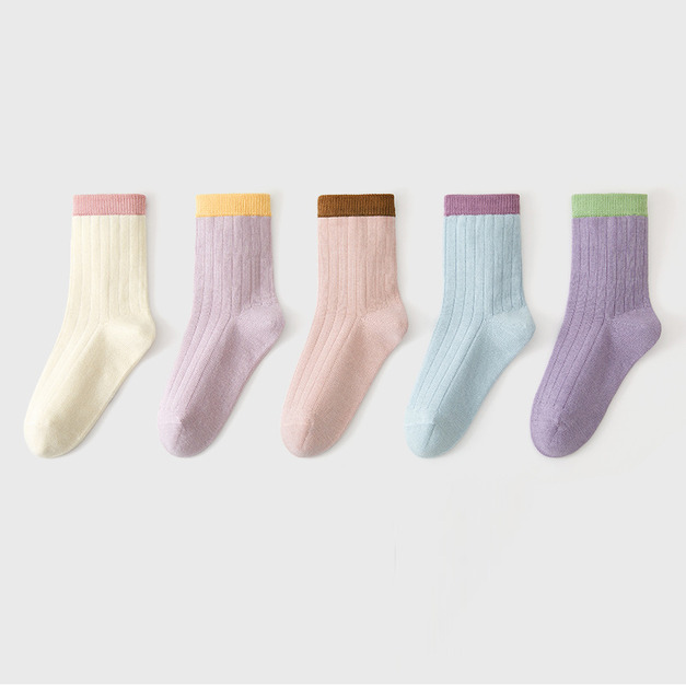 【SB145】童襪|日式馬卡龍撞色加厚中筒襪(5雙1組) 【SB145】童襪|日式馬卡龍撞色加厚中筒襪(5雙1組)