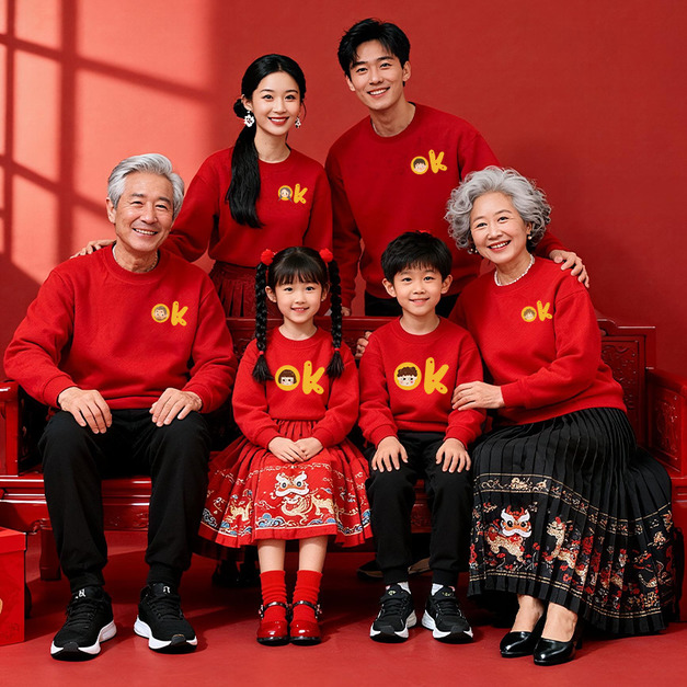 【F210】日系爸媽爺奶小童OK全家福親子長袖上衣(1色) 【F210】日系爸媽爺奶小童OK全家福親子長袖上衣(1色)
