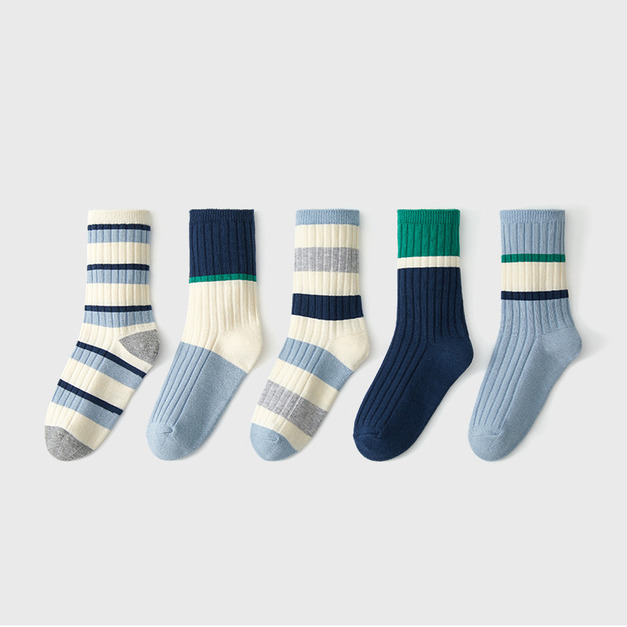 【SB141】童襪|美式丹寧藍加厚中筒襪(5雙1組) 【SB141】童襪|美式丹寧藍加厚中筒襪(5雙1組)