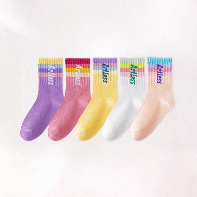 【SB156】童襪|韓系女團漸層中筒襪(5雙1組) 【SB156】童襪|韓系女團漸層中筒襪(5雙1組)