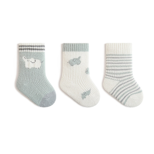 【SB178】童襪|日系藍藍象珊瑚絨加厚中筒襪(3雙1組) 【SB178】童襪|日系藍藍象珊瑚絨加厚中筒襪(3雙1組)