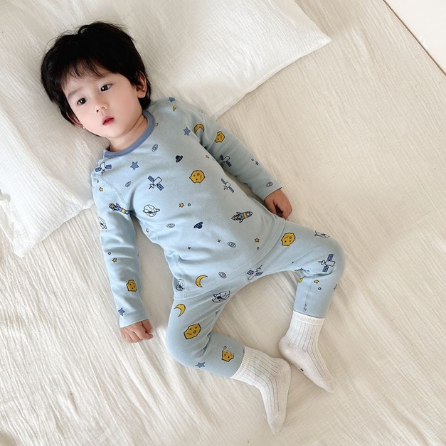 【HB018】日系藍色星球成套睡衣(長袖/長褲) 【HB018】日系藍色星球成套睡衣(長袖/長褲)