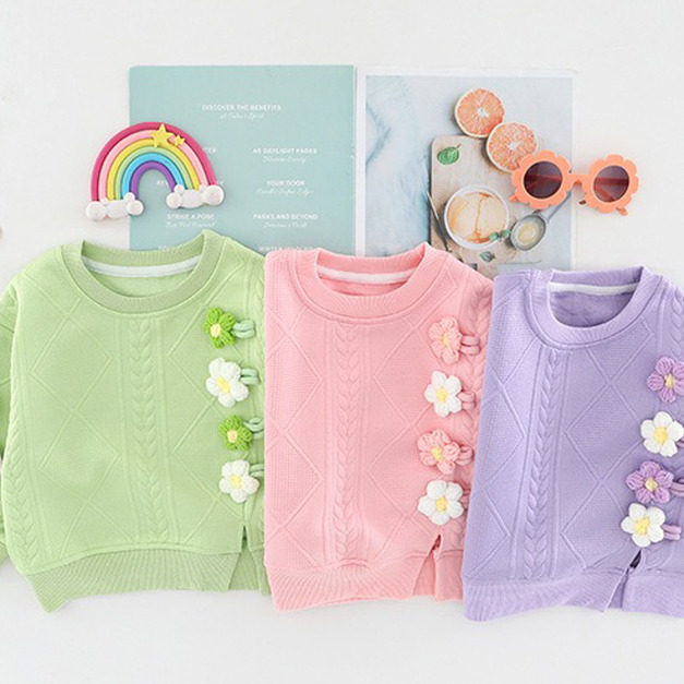 【BE195】立體三朵小花長袖長褲套裝 (3色) 【BE195】立體三朵小花長袖長褲套裝 (3色)