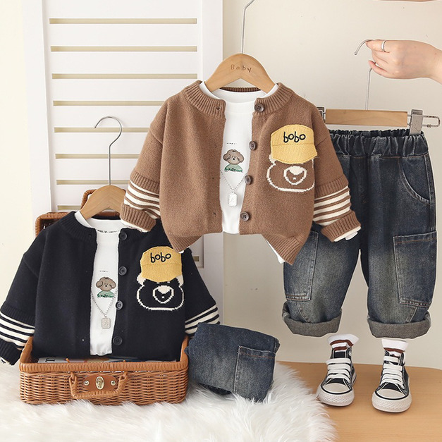 【BE238】韓版休閒狗狗長袖針織外套 3件組(2色) 【BE238】韓版休閒狗狗長袖針織外套 3件組(2色)