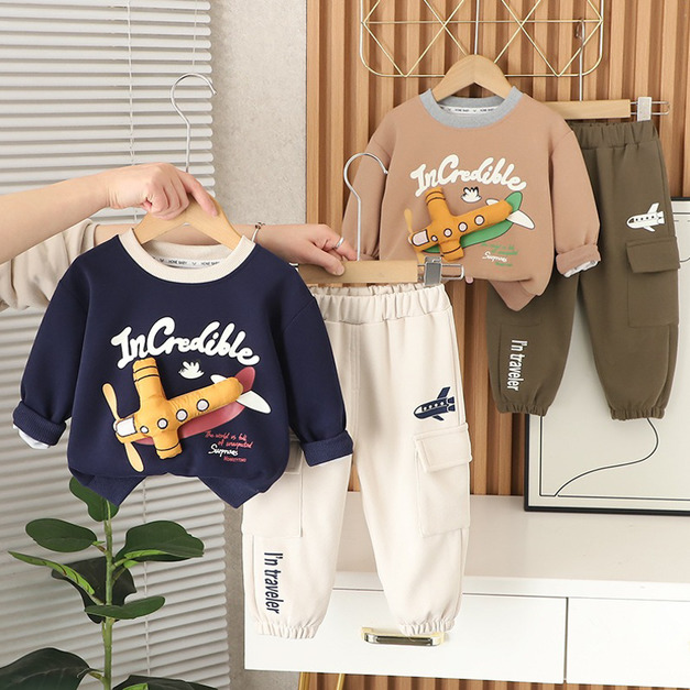 【BE228】立體造飛機長袖長褲套裝 (2色) 【BE228】立體造飛機長袖長褲套裝 (2色)