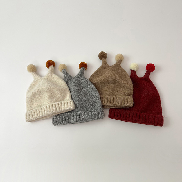 【BH026】韓版球球小觸角針織毛線帽(8色) 【BH026】韓版球球小觸角針織毛線帽(8色)