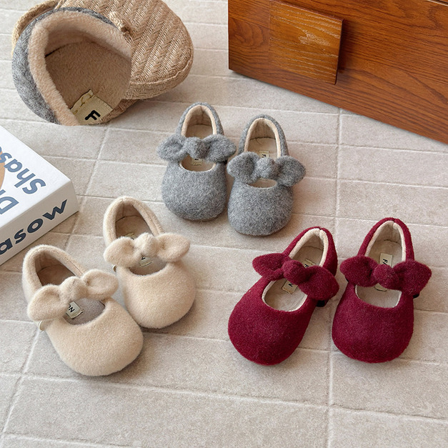 【SH021】法式氣質大蝴蝶結毛呢包鞋(3色) 【SH021】法式氣質大蝴蝶結毛呢包鞋(3色)