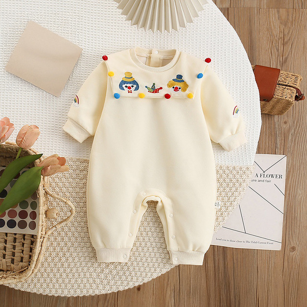 【BA909】日系刺繡小丑嘉年華長袖連身衣(1色) 【BA909】日系刺繡小丑嘉年華長袖連身衣(1色)