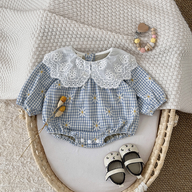 【BA977】韓版格子碎花長袖包屁衣(1色) 【BA977】韓版格子碎花長袖包屁衣(1色)