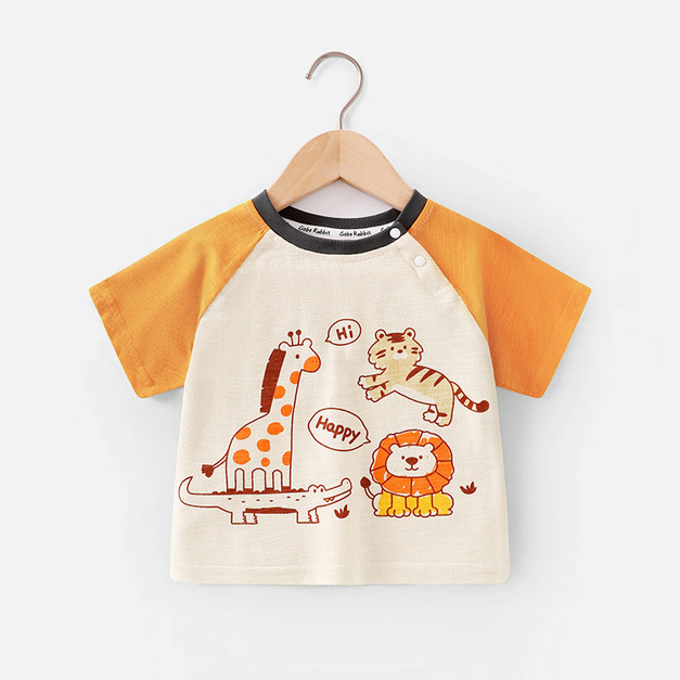 【BU283】日系橘色動物短袖上衣(1色) 【BU283】日系橘色動物短袖上衣(1色)