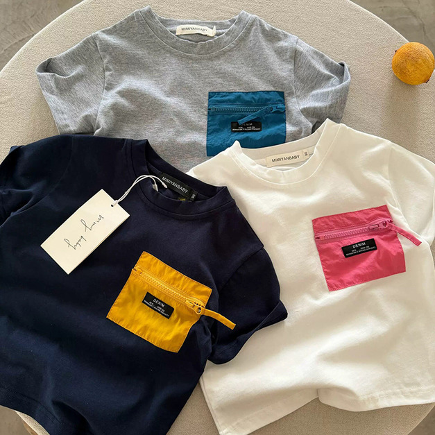 【BU300】韓版潮酷撞色口袋短袖上衣(3色) 【BU300】韓版潮酷撞色口袋短袖上衣(3色)