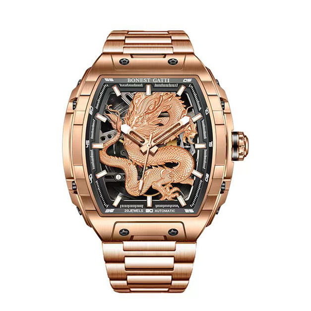 布加迪 | 偉大傳奇系列 龍年玫金框款 鏤空酒桶造型 不鏽鋼錶帶 自動上鍊機械腕錶 48mm (BG5606-A4) 布加迪 | 偉大傳奇系列 龍年玫金框款 鏤空酒桶造型 不鏽鋼錶帶 自動上鍊機械腕錶 48mm (BG5606-A4)