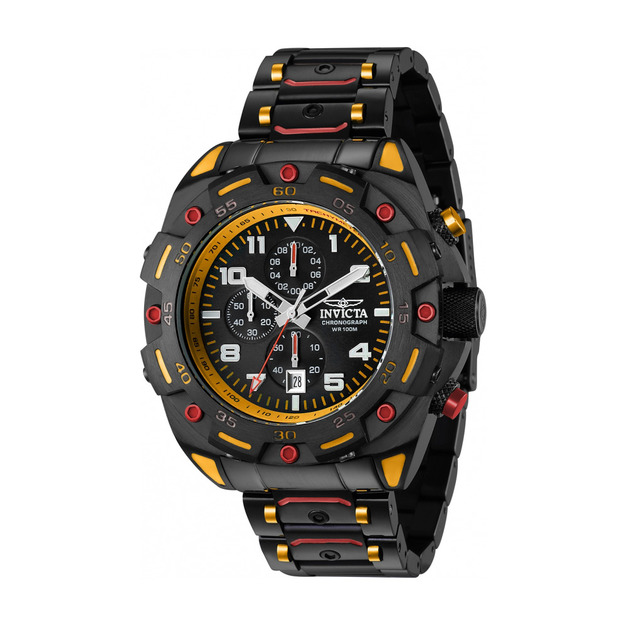 INVICTA |Sea Monster 三眼計時 黑黃色系 不鏽鋼錶帶 石英錶(37801)  INVICTA |Sea Monster 三眼計時 黑黃色系 不鏽鋼錶帶 石英錶(37801)