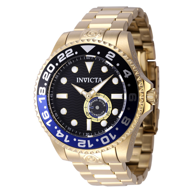 INVICTA |Pro Diver 黑面 紅黑框 金色不鏽鋼錶帶 小秒盤 自動上鍊機械錶(47298) INVICTA |Pro Diver 黑面 紅黑框 金色不鏽鋼錶帶 小秒盤 自動上鍊機械錶(47298)