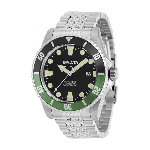 INVICTA |Pro Diver 黑面 綠黑框 銀色不鏽鋼錶帶 自動上鍊機械錶(39753) INVICTA |Pro Diver 黑面 綠黑框 銀色不鏽鋼錶帶 自動上鍊機械錶(39753)