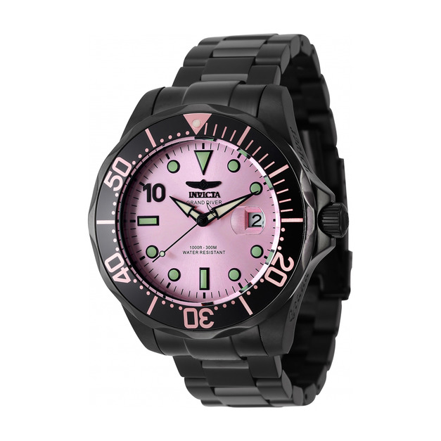 INVICTA |Pro Diver Miami Edition 粉紅色面 黑框 黑色不鏽鋼錶帶 夜光刻度 自動上鍊機械錶(47187) INVICTA |Pro Diver Miami Edition 粉紅色面 黑框 黑色不鏽鋼錶帶 夜光刻度 自動上鍊機械錶(47187)